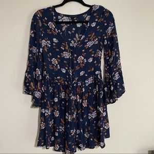 American Eagle Navy Blue Floral Romper